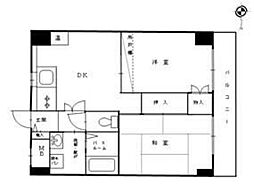 ホワイトキャッスル上大岡 2DKの間取図画像