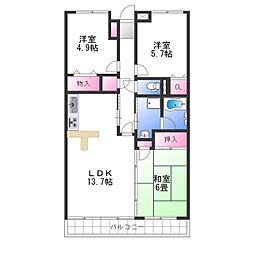 グレイスハイツ 3LDKの間取図画像