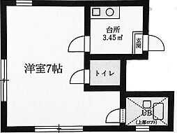 サエグサハイツ 2階1Kの間取り