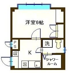 パレス相模大野 1Kの間取図画像