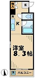 イーハトーブ 3階1Kの間取り