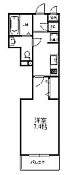クリスタル 1Kの間取図画像