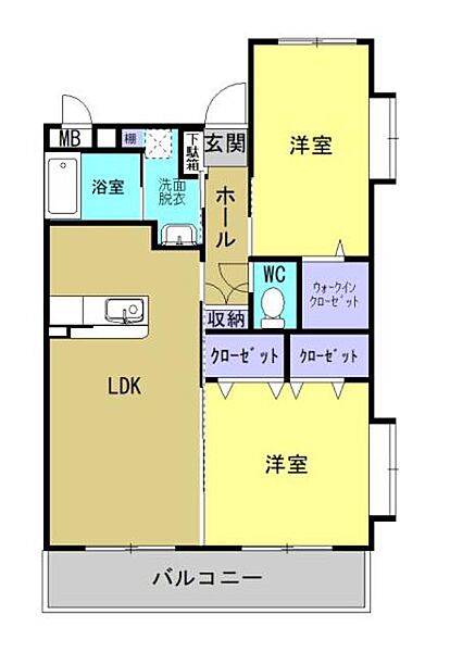 あかねヒルズ南宮崎 206｜宮崎県宮崎市源藤町源藤(賃貸マンション2LDK・2階・54.18㎡)の写真 その3