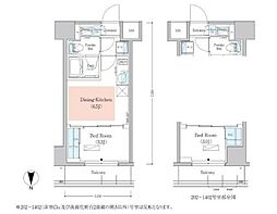 アーバネックス深川木場 9階1DKの間取り