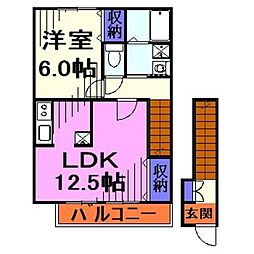 フラッツアピアB棟 1LDKの間取図画像