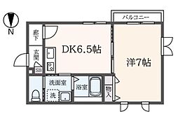 ドミールけやき 3階1DKの間取り