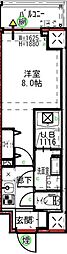 ユリカロゼ五反野II 6階1Kの間取り