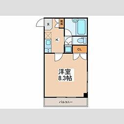 ベルパレス 2階1Kの間取り