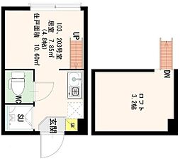 アーバンクレスト ワンルームの間取図画像