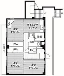 ビレッジハウス山崎3 3DKの間取図画像