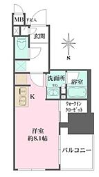 ルフォンプログレ元浅草マークス 12階ワンルームの間取り