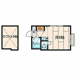 CHL相模大野 2階ワンルームの間取り