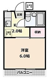 メゾンリビエラ 1階1Kの間取り