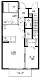 コートプルメリア 1階1LDKの間取り