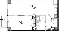 北千住ダイヤモンドマンション 2階1LDKの間取り