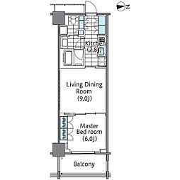 コンフォリア新宿イーストサイドタワー タワー棟 17階1LDKの間取り