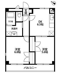 アンプルールフェール6 2DKの間取図画像