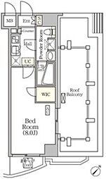 アジールコート門前仲町 10階1Kの間取り
