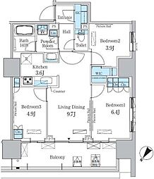晴海フラッグ ポートヴィレッジ A棟 5階3LDKの間取り