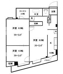 奥沢ハイツ 3SKの間取図画像
