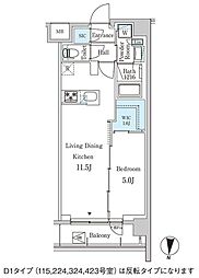 ジオエント中野弥生町 3階1LDKの間取り