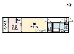 JR阪和線 堺市駅 徒歩6分の賃貸アパート 2階1LDKの間取り