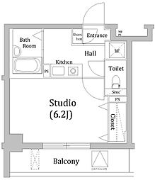 メインステージ門前仲町 11階1Kの間取り