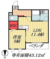 JR総武線 船橋駅 徒歩5分の賃貸マンション 2階1LDKの間取り