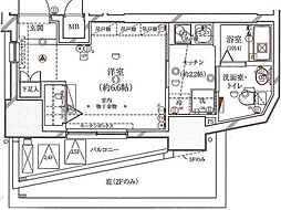 ガリシアレジデンス広尾 1Kの間取図画像