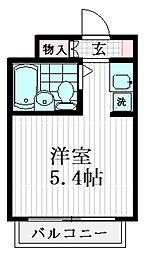 用賀山浦ビル 4階ワンルームの間取り