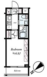 ブライズ上池台 4階1Kの間取り
