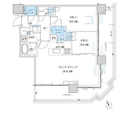 パークシティ柏の葉キャンパスザ・ゲートタワーウエスト 2LDKの間取図画像