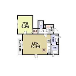 ボヌール 1階1LDKの間取り