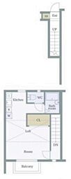 JLBグランエクリュ久我山 2階ワンルームの間取り