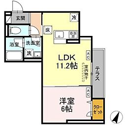 D-asset矢崎町 1LDKの間取図画像