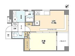 ルクレ日本橋蛎殻町 2階1LDKの間取り