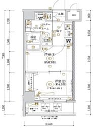ガリシア亀戸 7階2Kの間取り