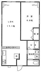 信友ビル 1LDKの間取図画像