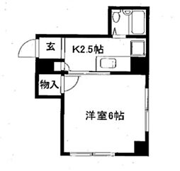 田中ビル 3階1Kの間取り