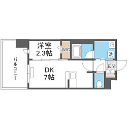 グランフォーレ博多プレミアベイサイド 1DKの間取図画像
