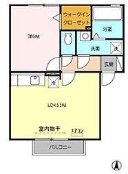 シャトーリーフA 1LDKの間取図画像