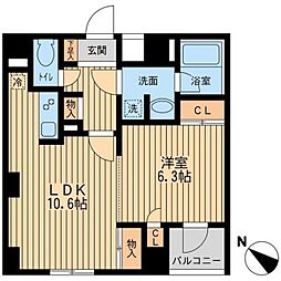 ユニフォート目黒中町 1LDKの間取図画像