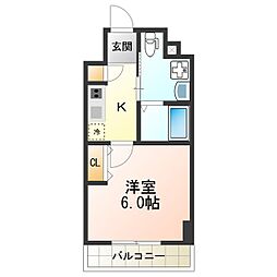 LiveCasa田辺 1Kの間取図画像