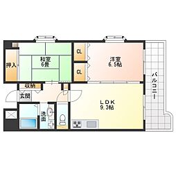 ラポール姫里 2LDKの間取図画像