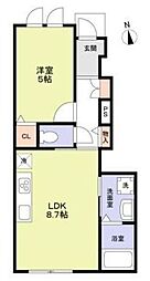 Forest maison 百合 1LDKの間取図画像
