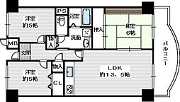 南海高野線 千代田駅 バス10分 神社前（河内長野市）下車 徒歩1分の賃貸マンション 3階3LDKの間取り