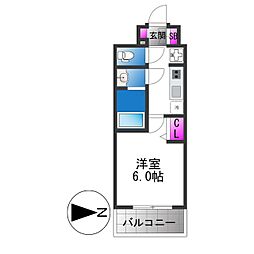 プレリス北巽駅前ラバルス 1Kの間取図画像