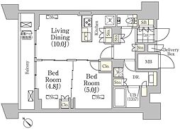 メゾンカルム日本橋馬喰町 12階2LDKの間取り