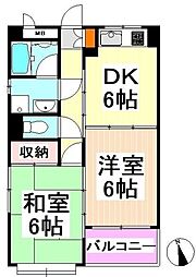 クレシーダ 3階2DKの間取り