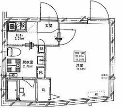 ミスティル志村坂上 1階1Kの間取り